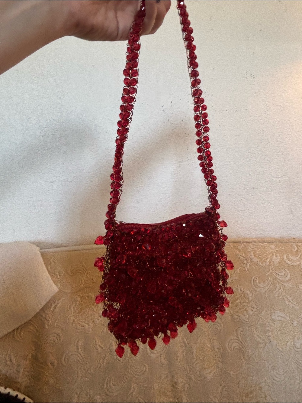 Red Beaded Crossbody Bag - Women Bags